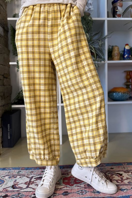 Patrick Plaid Brushed Cotton Demi Bloom Pant Soft Ochre